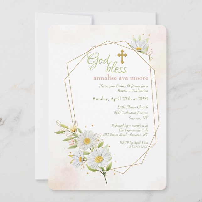 Daisies Religious  Invitation (Front)