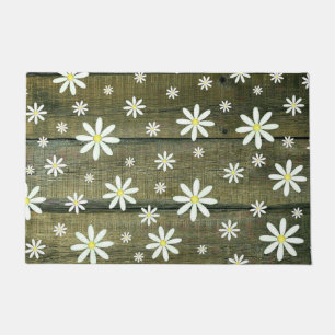 Daisies Rustic Barn Board Daisy Flower Doormat