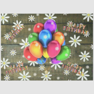 Daisies Rustic Barn Board Party Balloons Birthday Tissue Paper