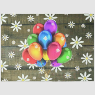 Daisies Rustic Barn Board Party Balloons Tissue Paper
