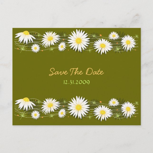 Daisies Save the Date Wedding Announcement Card (Front)