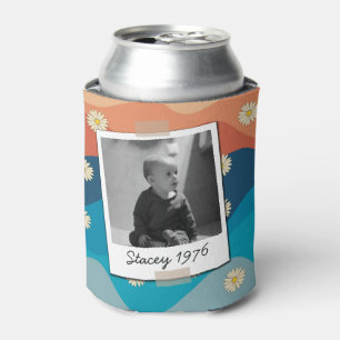 Daisies Seventies 70's Retro 50th Birthday Photo Can Cooler