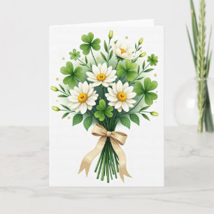 Daisies Shamrocks Bouquet Card