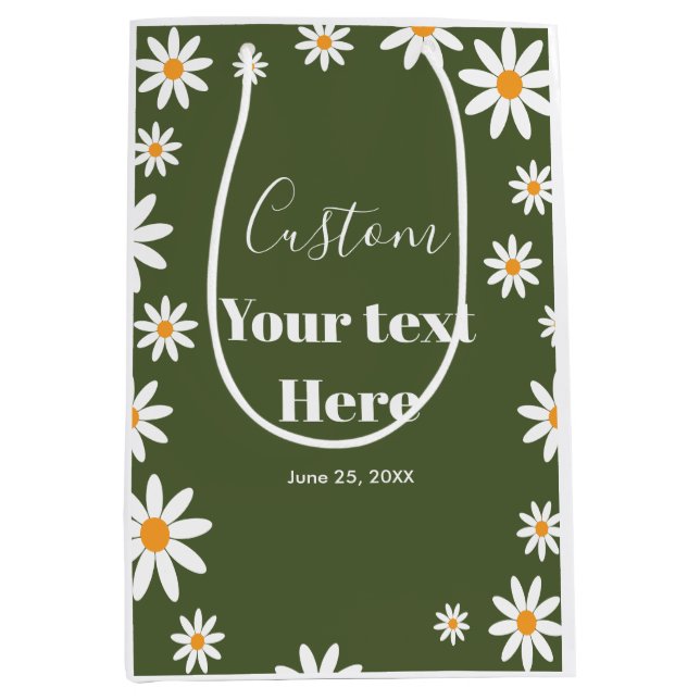Daisies Spring floral Birthday Party Medium Gift Bag (Front)