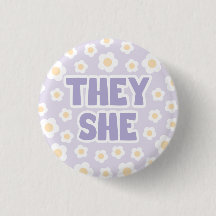 Daisies They/She Pronouns in Purple