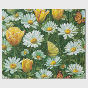 Daisies, Tulips & Butterflies Wrapping Paper