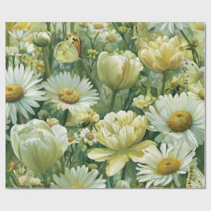 Daisies, Tulips & Butterflies Wrapping Paper