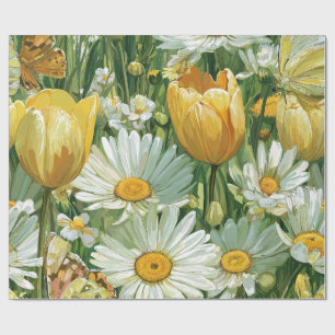 Daisies, Tulips & Butterflies Wrapping Paper
