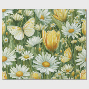 Daisies, Tulips & Butterflies Wrapping Paper