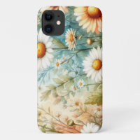 daisies watercolor style white for her Phone 