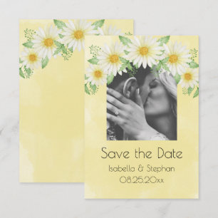 Daisies White Yellow Floral Photo Save the Date