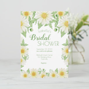 Daisies White Yellow Floral Script Bridal Shower I Invitation