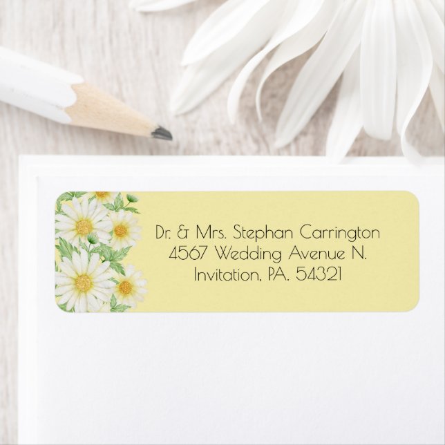 Daisies White Yellow Floral Typography Address (Insitu)