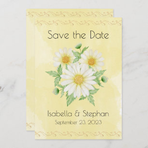 Daisies White Yellow Floral Typography Save Save The Date