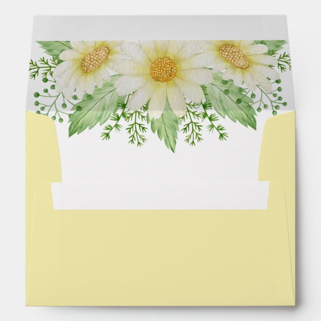 Daisies White Yellow Floral Wedding Envelope (Back (Bottom))