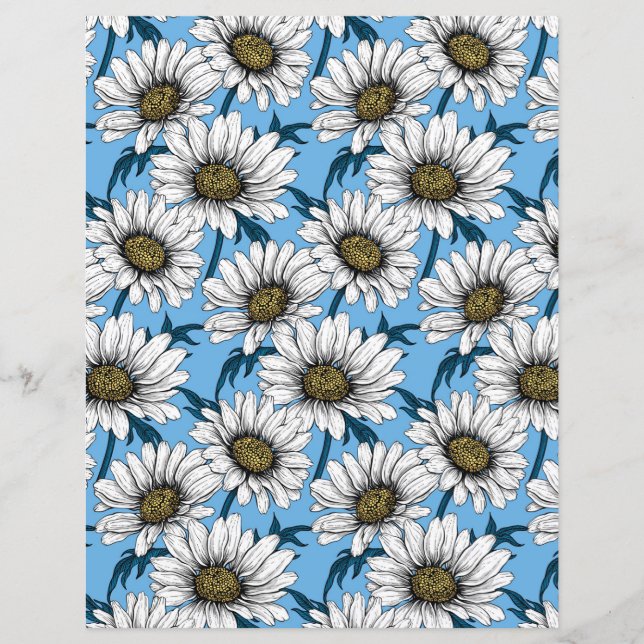 Daisies, wild flowers on blue (Front)