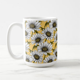 Daisies, wild flowers on blue coffee mug