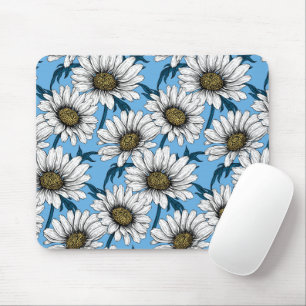 Daisies, wild flowers on blue mouse mat