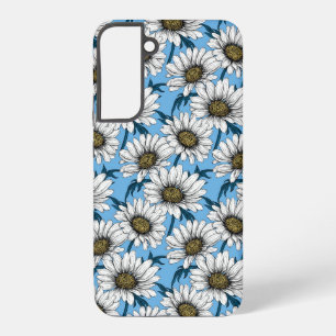 Daisies, wild flowers on blue samsung galaxy case
