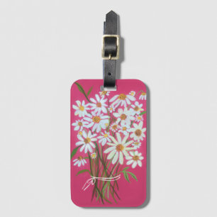 Daisies Wildflower Bouquet Watercolor Pink Luggage Tag
