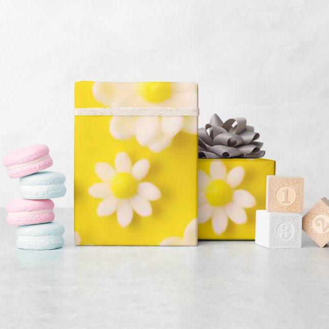 Daisies with a yellow background    wrapping paper (Baby Shower)