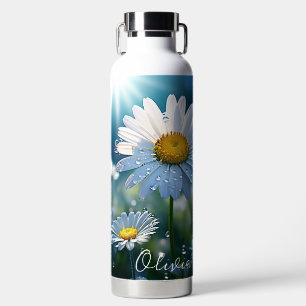 Daisies with Dew Drops Personalised Water Bottle