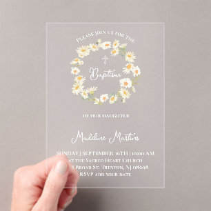 daisies wreath Baptism Invitation