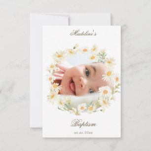 daisies wreath Baptism small thank you card 