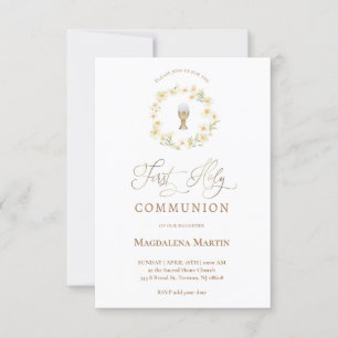 daisies wreath   First Holy Communion Invitation