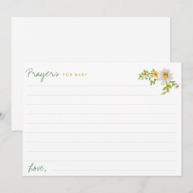 Daisies Yellow & White Baby Shower Prayers Card (Front/Back)