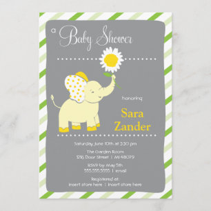 Daist Elephant    Girl Baby Shower Invitation