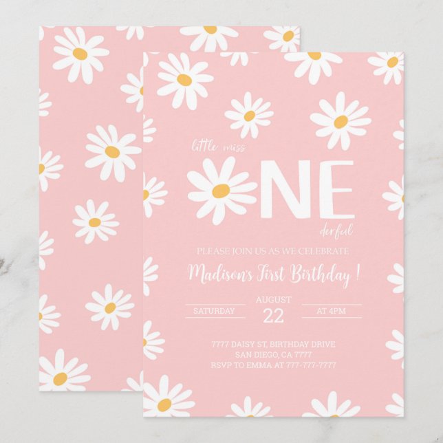 Daisy 1st Birthday  Invitation (Front/Back)