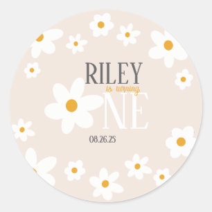 Daisy 1st Birthday Invitation Classic Round Sticker