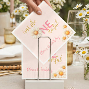 Daisy 1st Birthday Isn't She ONEderful Pink Boho Napkin
