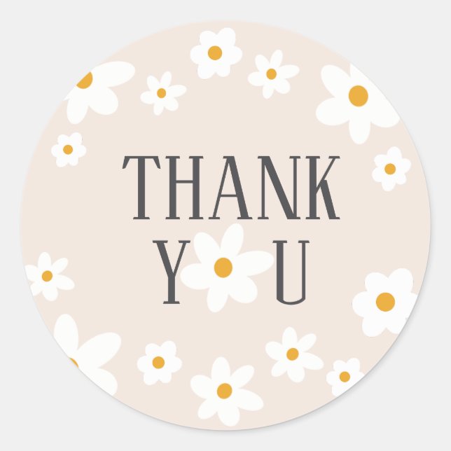 Daisy 1st Birthday Thank You Sticker (Front)