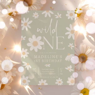 Daisy 1st Birthday Wild One Wildflower Birthday Invitation