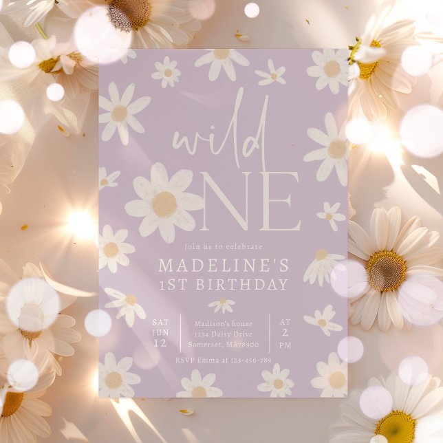 Daisy 1st Birthday Wild One Wildflower Birthday Invitation (Creator Uploaded)