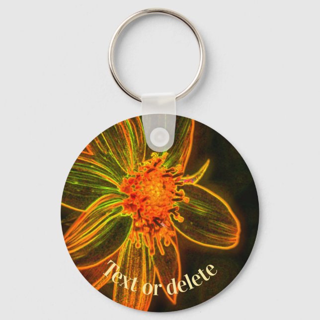 Daisy Abstract Art Flower Personalised Key Ring (Front)