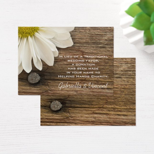 Daisy and Barn Wood Country Wedding Charity Favor (Desk)