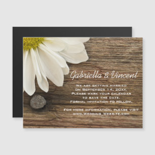Daisy and Barn Wood Ranch Wedding Save the Date Magnetic Invitation
