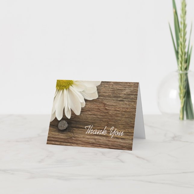 Daisy and Barn Wood Wedding Bridesmaid Thank You Card (Front)