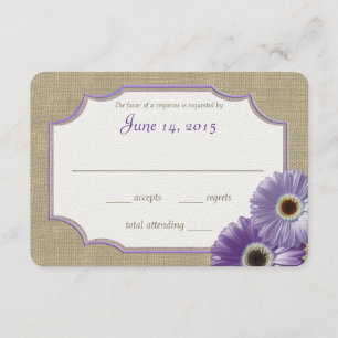 Daisy and Burlap Lavender Purple Reply RSVP Card