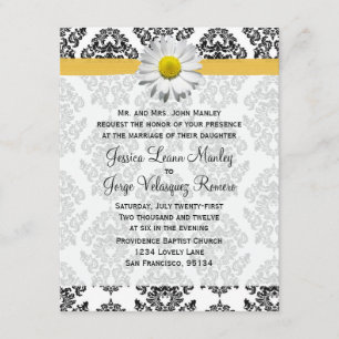 Daisy and Damask Wedding Invitation