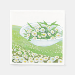 Daisy and Dandelion Spring Salad Illustration Napkin