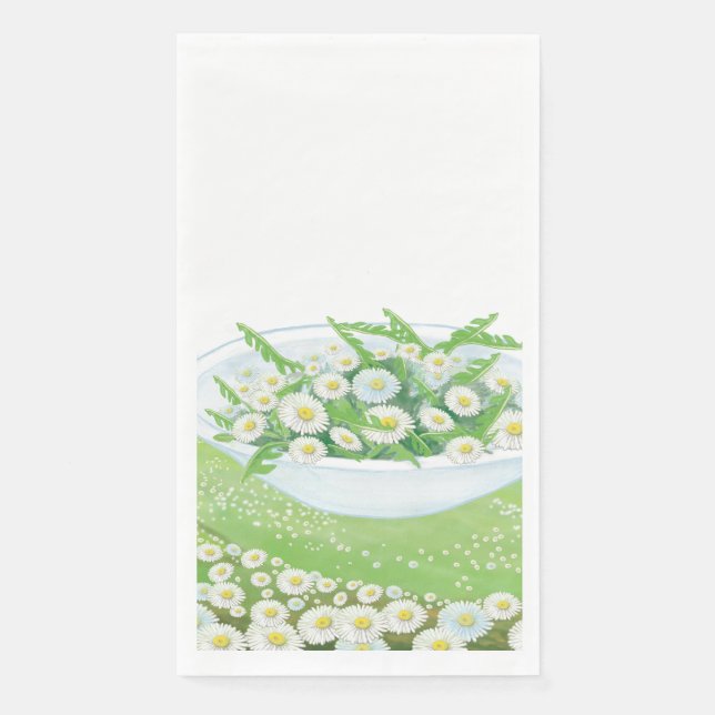 Daisy and Dandelion Spring Salad  Illustration  Napkin (Front)