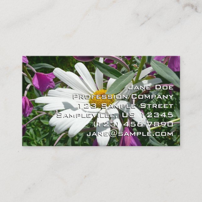 Daisy and Fireweed Wildflower Business Card (Front)