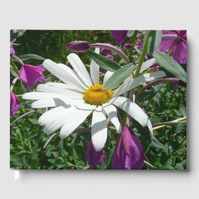 Daisy and Fireweed Wildflower Guest Book (Front)