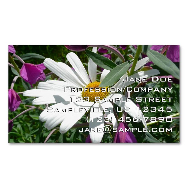 Daisy and Fireweed Wildflower Magnetic Business Card (Front)