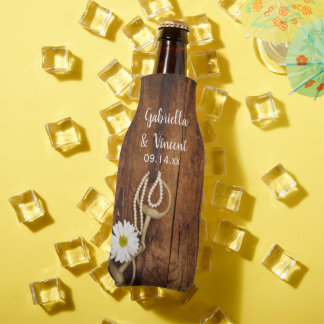 Daisy and Horse Bit Country Western Wedding Favour Bottle Cooler