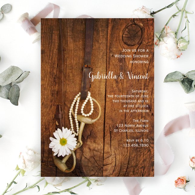 Daisy and Horse Bit Country Western Wedding Shower Invitation (Creator Uploaded)